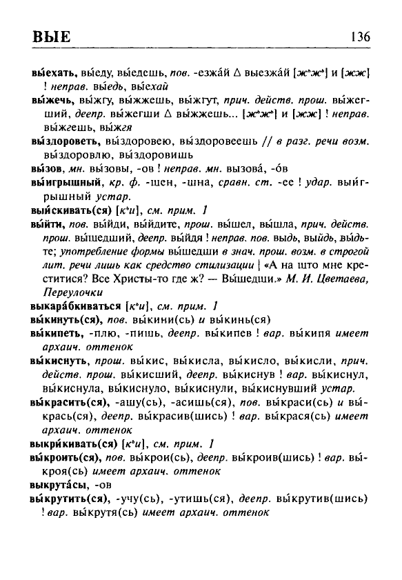 Сканированная страница орфоэпического словаря русского языка Резниченко