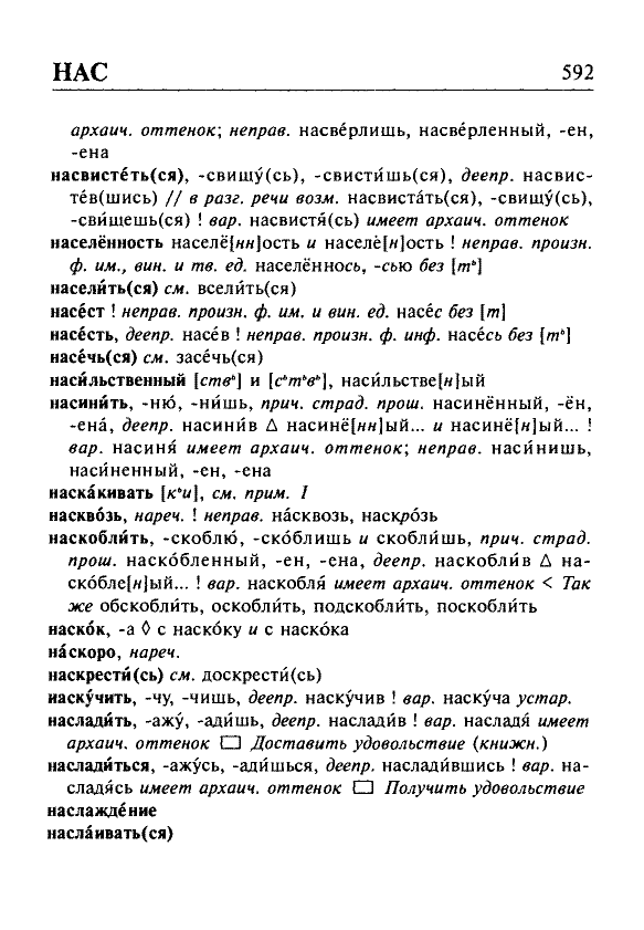 Сканированная страница орфоэпического словаря русского языка Резниченко