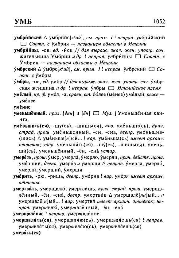 Сканированная страница орфоэпического словаря русского языка Резниченко